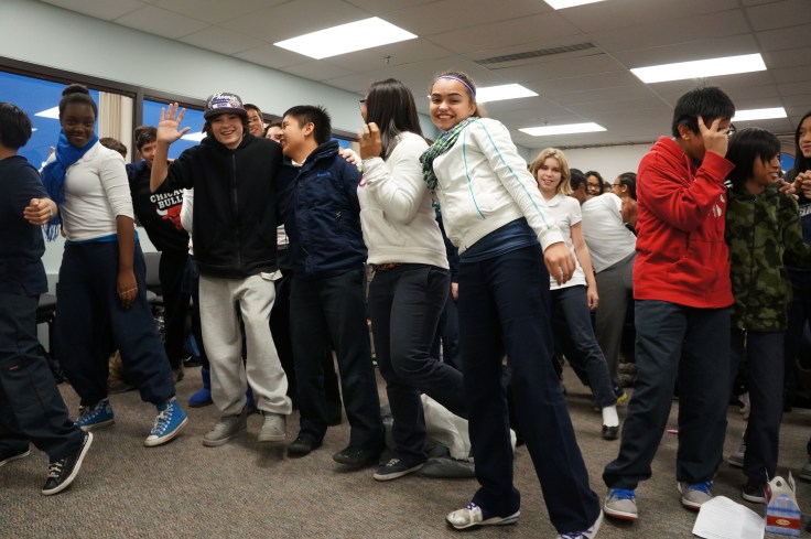 Student leaders enjoying the dance and come together as one.