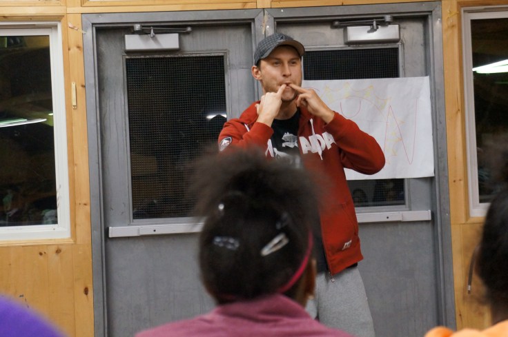 Marcin Biskupski showcasing his whistling skills