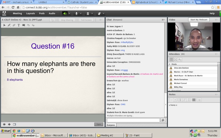 Mike asks the last question, "How many elephants are in this question?"