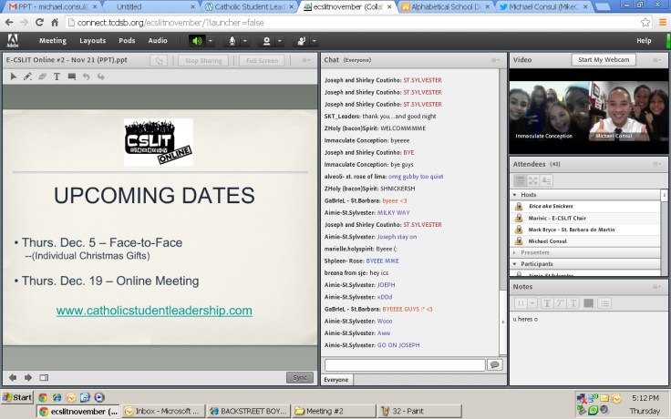 Mark these dates on your calendar!!! And this concludes the November Minga meeting.