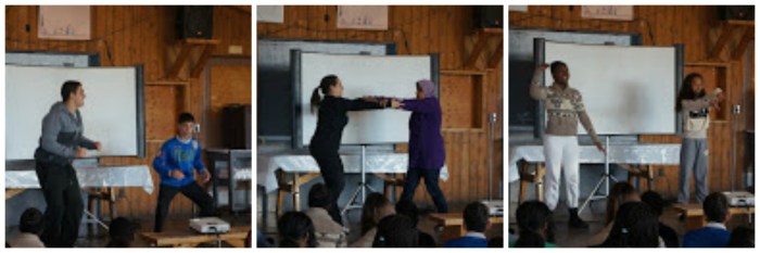 Brave volunteers presenting their awesome dance routine in front of everyone. Great moves!